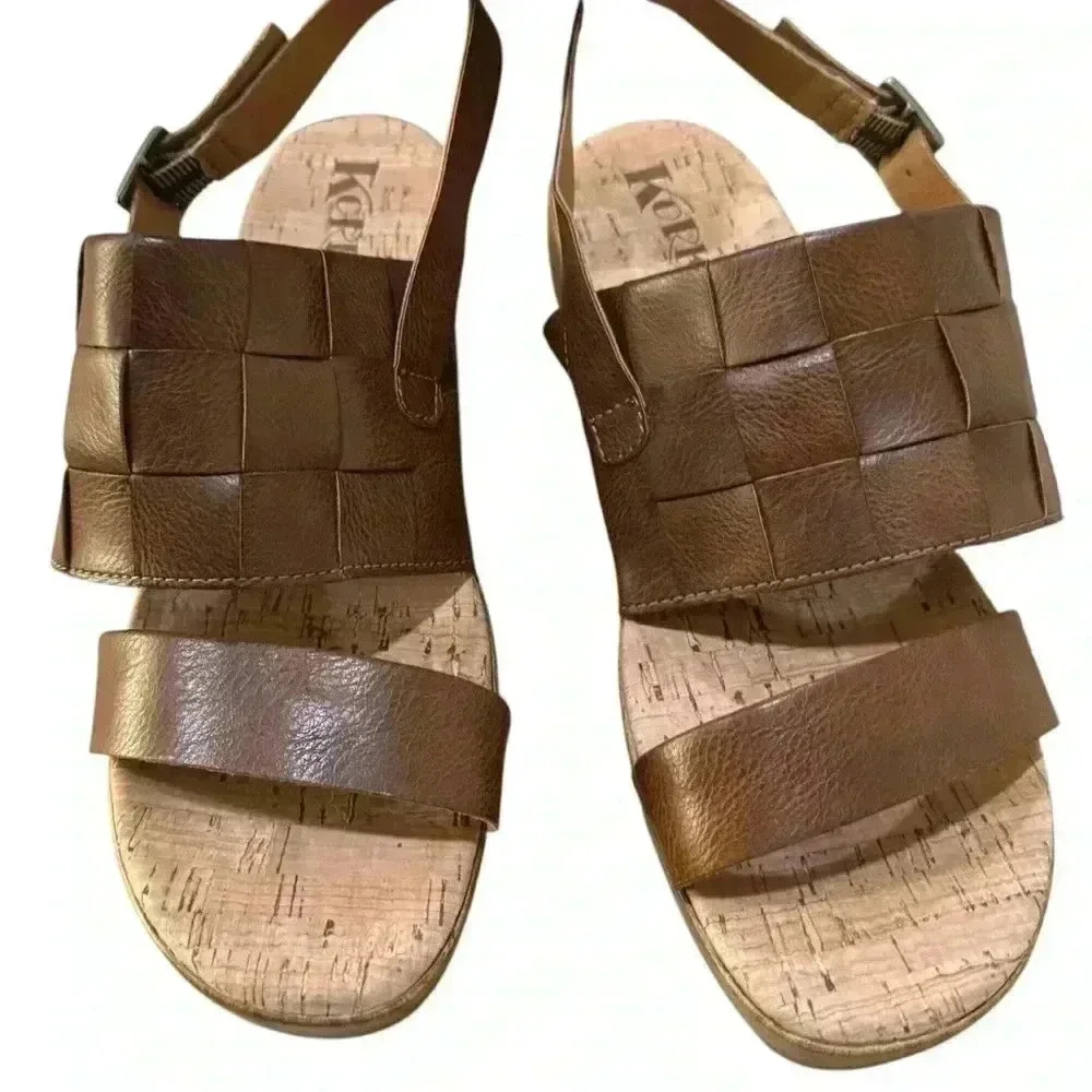 Korks Ease Women's Fraya Slingback Wedge Platform Sandals Brown Size 8 EUC - Picture 2 of 6